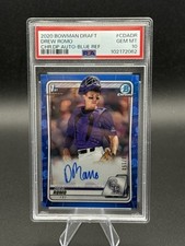 2020 Bowman Draft 1st Auto DREW ROMO True Blue Refractor /150 PSA 10 Rookie RC