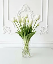 Artificial Tulip Arrangement In Glass Vase With Faux Water