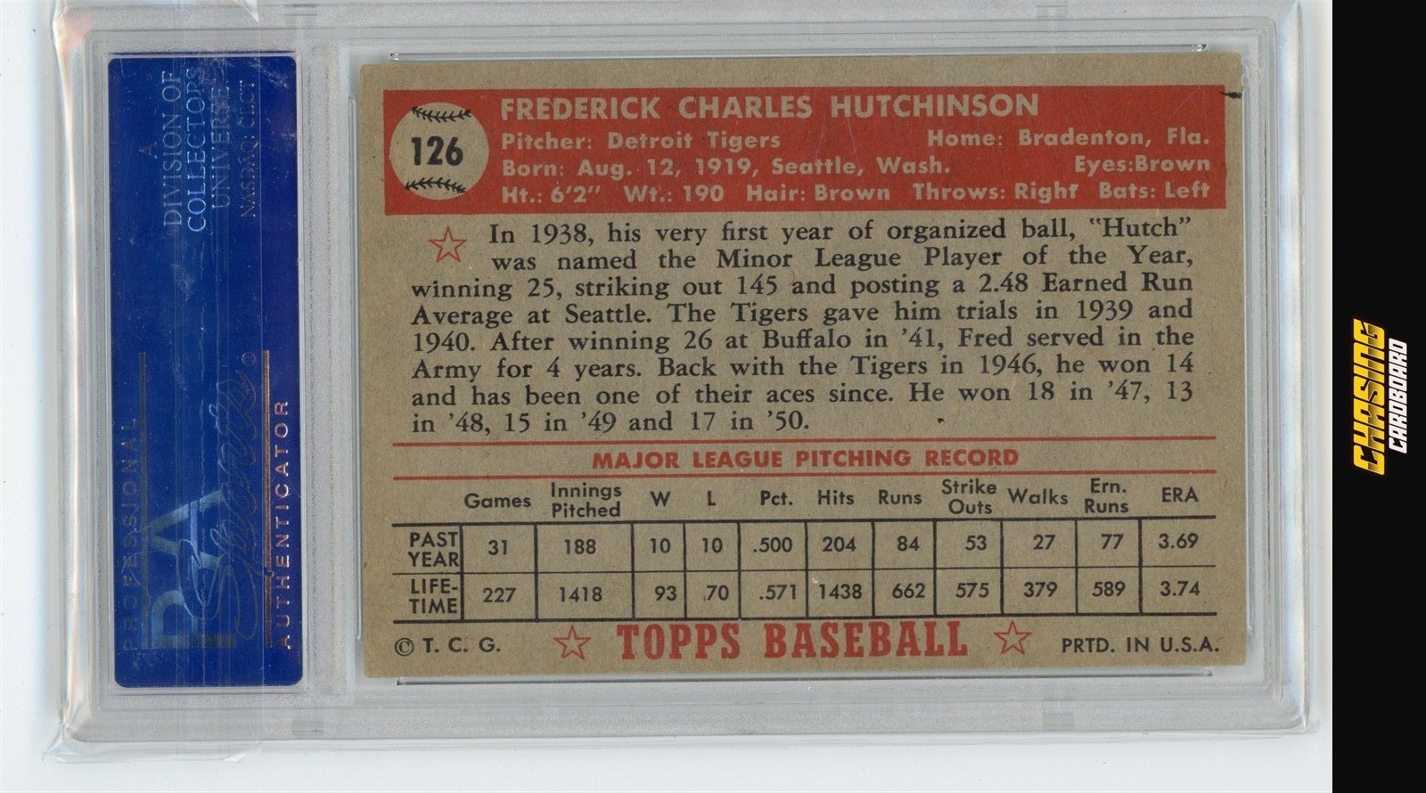 1952 Topps FRED HUTCHINSON #126 TIGERS Vintage PSA 4.5 VG-EX+ Fast Ship S1351 view 2