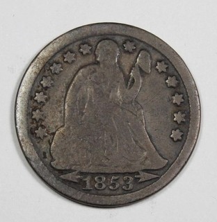 1853 WITH ARROWS Seated Liberty Dime NO RESERVE