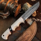 9.4" inch Damascus Tactical Knife Full Tang Resin Handle Blade Leather Sheath — photo 7