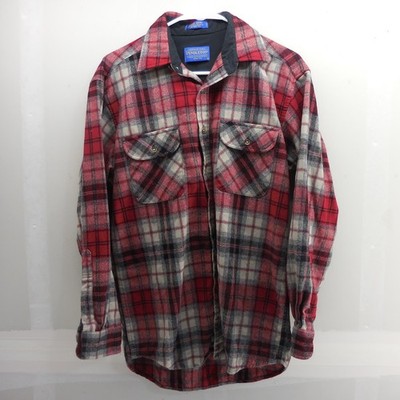Pendleton Field Shirt Mens Medium Red Plaid USA Virgin Wool Button Up Flannel