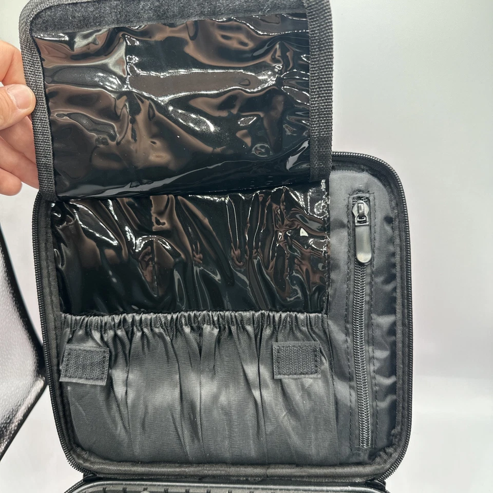 Estuche de tren de maquillaje 10"x9"x3,5" Bolsa organizadora de cosméticos de viaje portátil rosa Foto 4 de 4