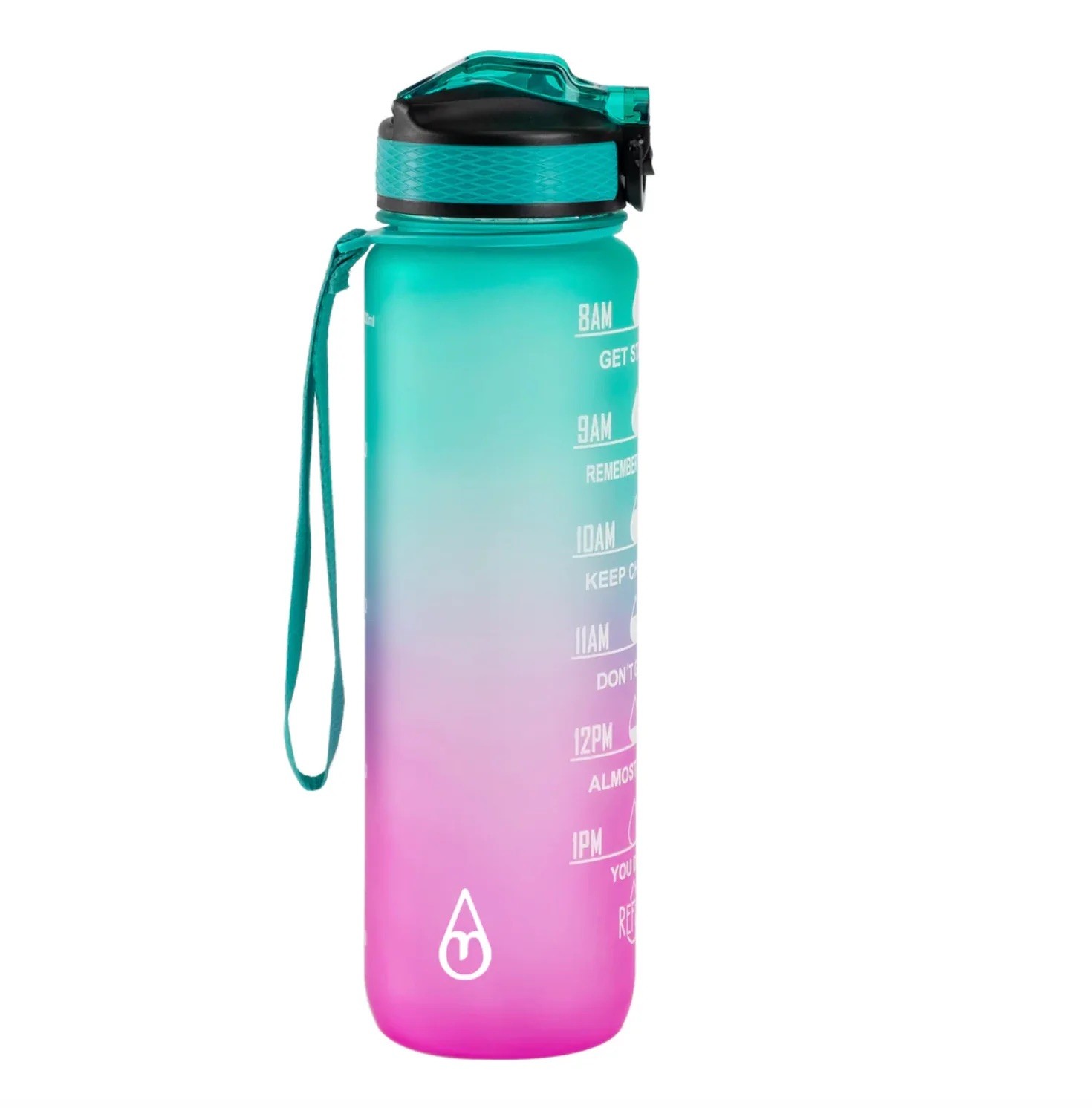 , 32oz Motivational Sports Water Bottle With Time Marker - T