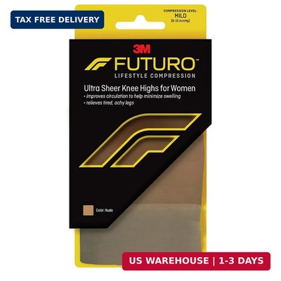 FUTURO Ultra Sheer Knee Highs for Women, Medium, Nude, Mild (8-15 mm/Hg)