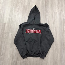 Champion Indiana Hoosiers Hoodie Men's Medium Gray Pullover Sweatshirt y2k IU