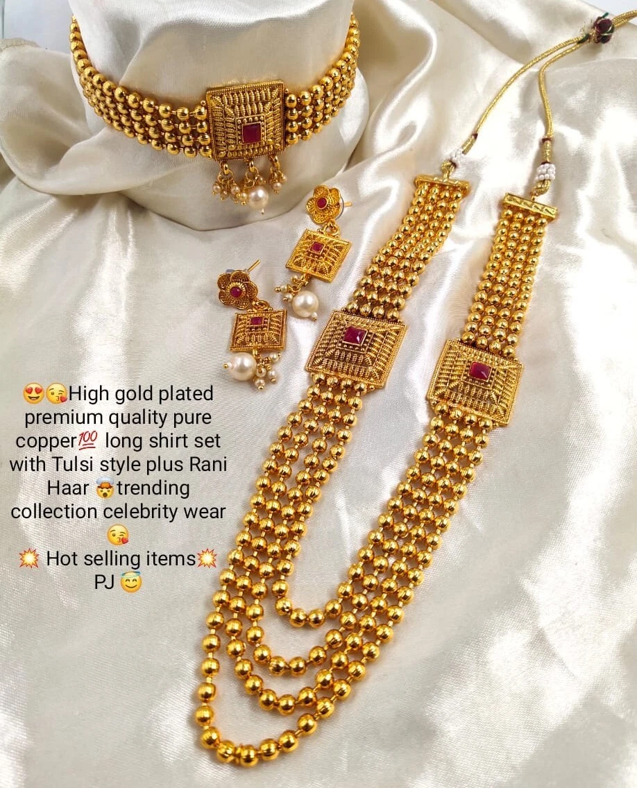 INDIAN BOLLYWOOD CHOKER NECKLACE COMBO GOLD PLATED WEDDING TEMPLE