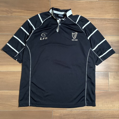 Mens LFR Ireland Rugby Shirt Sz XL Black Striped Jersey Live For