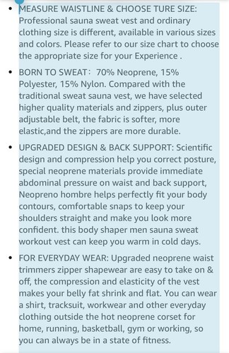 Mens Sweat Sauna Vest for Waist Trainer Zipper Neoprene Tank Top - Picture 7 of 10