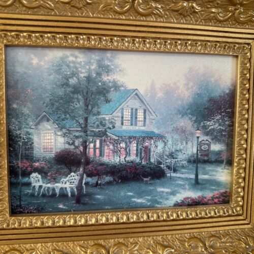Thomas Kinkade Framed Print "The Village Inn" Country Memories 9x11 Gold Frame - Picture 2 of 5
