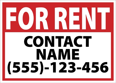 LEETPRINTS For Rent Contact Name (555)-123-456 | Laminated Vinyl Decal Sticker Label