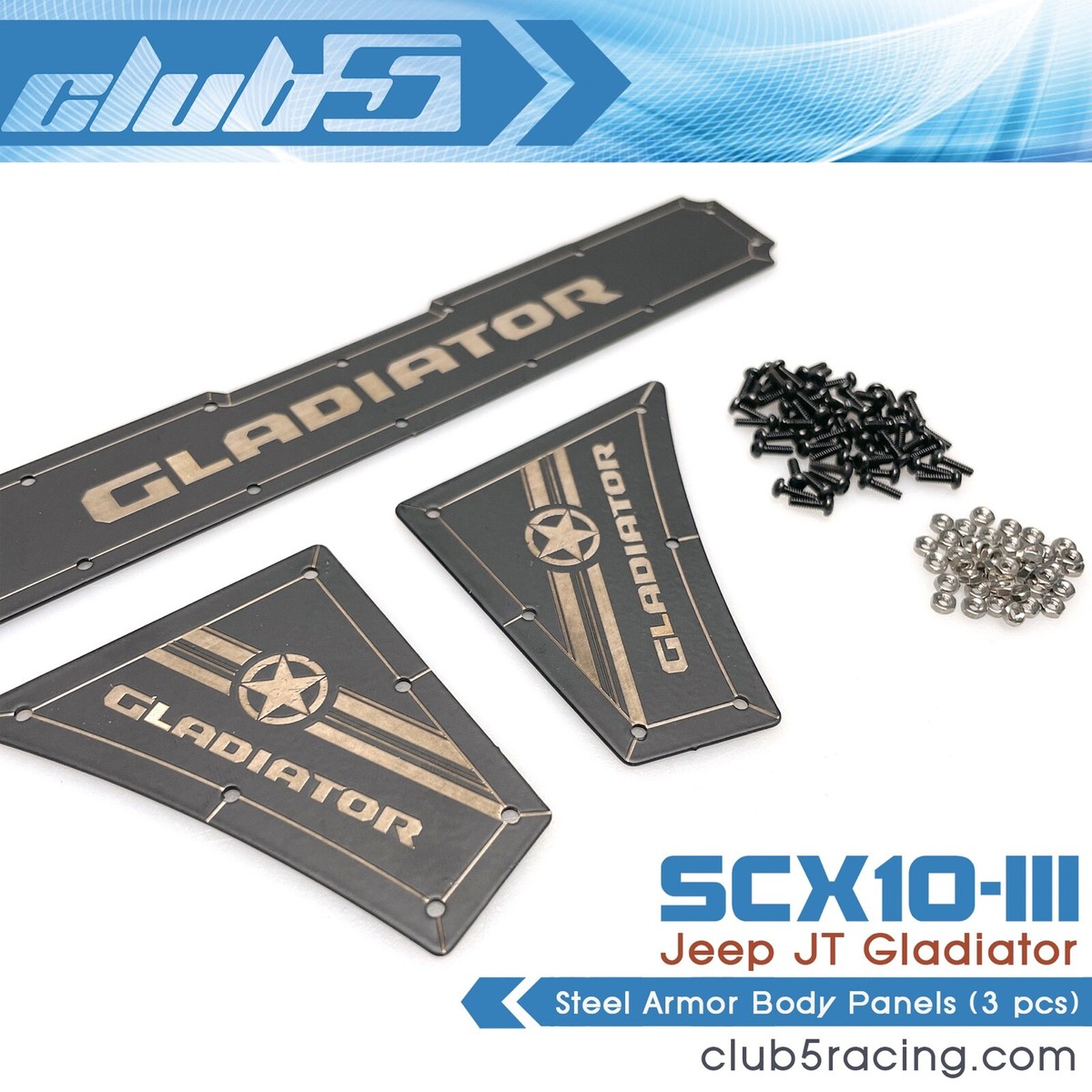 Steel Armor Panels (Tail Gate / Rear Quarters) for SCX10 III Jeep