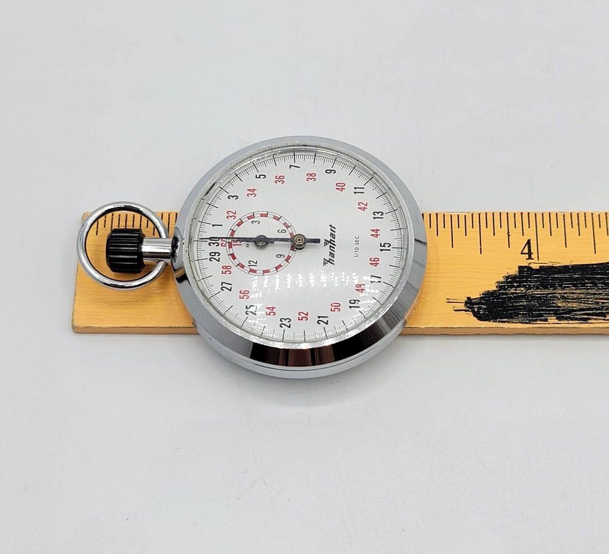 Vintage German HANHART Stopwatch Pin Lever 7 Jewels 1/10 Sec