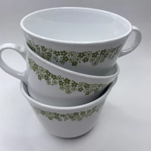 Corelle Livingware by Corning 3 Spring Blossom Vintage Coffee Cup Mugs Made USA