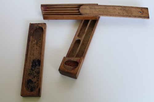 Antique 19th Century Student's Pencil Sliding & Swivel Wood Folk Art Box - Picture 3 of 24