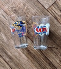Miller Lite Baltimore Ravens NFL Super Bowl XXXV Ravens VS Giants Pint Glass Set