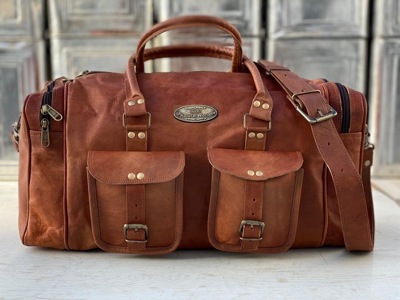 Bolso De Viaje Vintage De Cuero Para Hombre (Pequeño A Extra Grande)
