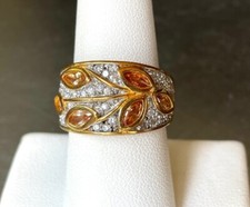 925 STERLING SILVER VERMEIL YELLOW  CLEAR CZ'S BAND RING SIZE 8