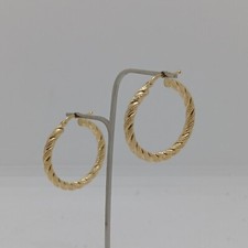 ORECCHINI A CERCHIO A SEZIONE TONDA TORCION IN ORO GIALLO 18KT 2,25 GR. (7383)