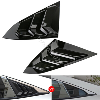 Gloss Black Vent 1/4 Quarter Side Window Louver Cover For 2016-2018 Honda Civic Gloss Black Vent 1/4 Quarter Side Window Louver Cover For 2016-2018 Honda Civic
