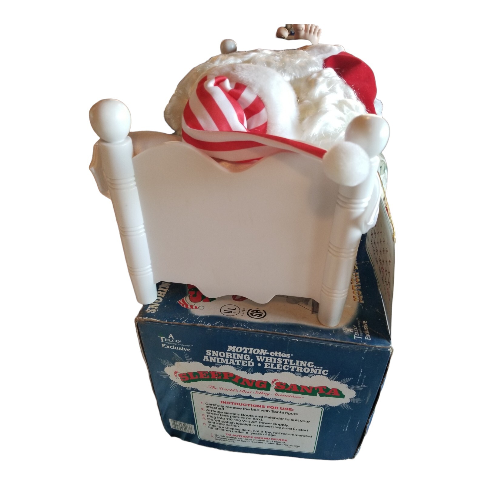 VTG Telco Sleeping Snoring Whistling Animated Sleeping Santa Xmas TESTED