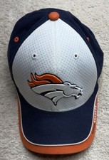Vtg DENVER BRONCOS Hat REEBOK NFL Equipment Blue White Orange 1990 s