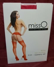 Miss O Silky Stockings for garters S301 Raspberry RED S/M made in Poland V5