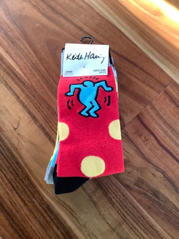 Keith Haring Dancing Man Socks Pack of 3 Size 10-13 Men NWT