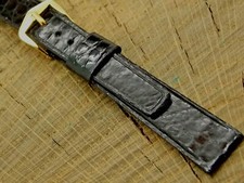 JB Champion Black Crocodile Gold Tone Buckle Vintage Watch Band 16mm NOS Unused