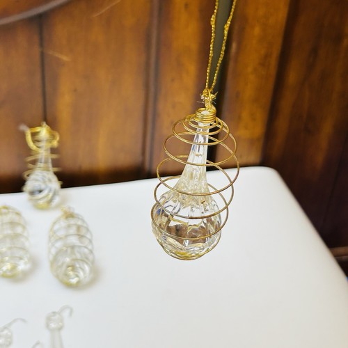 VTG Glass Faux Crystal Drop Ornaments W/gold Metal Spiral Plastic Icicles Lot 24 - Picture 6 of 9