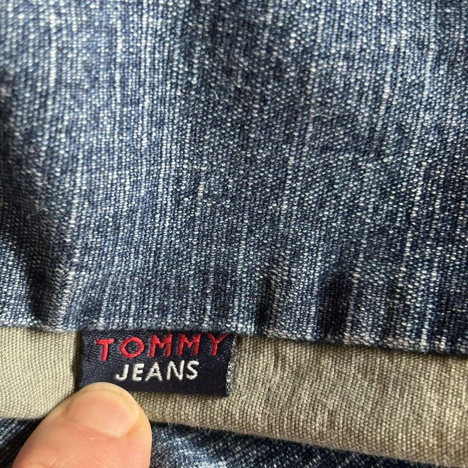 Jeans vintage 1999 Tommy Hilfiger cor bloqueada 38x30 cintura alta relaxado pai jeans - Imagem 4 de 4