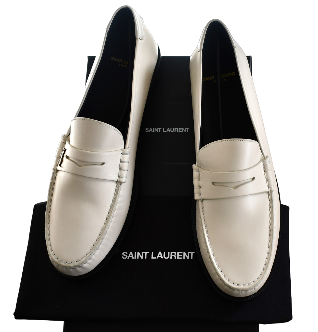 $845 Authentic SAINT LAURENT LE LOAFER MONOGRAM PENNY SLIPPERS EU 