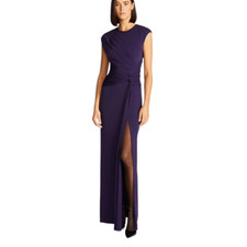 Halston Giovanna Maxi Cocktail Gown in Matte Purple Jersey | Size 2
