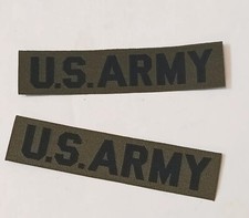 Two Pack of Vintage Nylon OD U.S. Army Tape Uniform Patch Name Tab Insignia