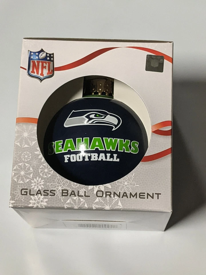 Seattle Seahawks Weihnachtsbaum Urlaub Ornament Neu - Team Logo Glas Ball