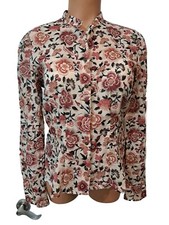 Chaps Denim Size MED Western 100% Cotton Fall Floral Lt Weight Long Sleeve