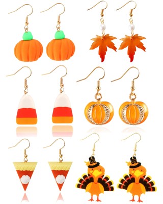 Thanksgiving Fall Earrings for Women Maple Leaf Earrings Candy Corn Autumn Tu...