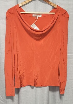 BNWT - VANESSA BRUNO Silk Orange Neck Detail Blouse Top Size 34 UK 6