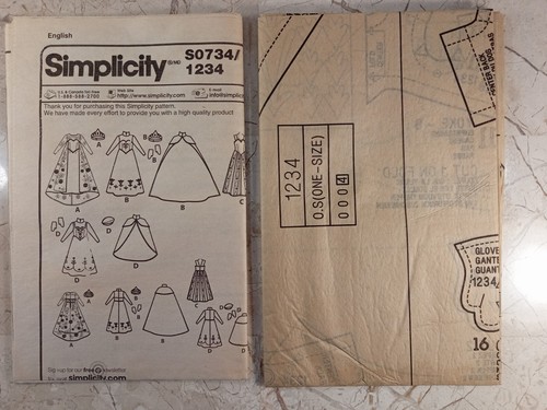 Simplicity Disney FROZEN 1234 S0734 11.5" Fashion Doll Clothes Sew Pattern UNCUT - Picture 2 of 12