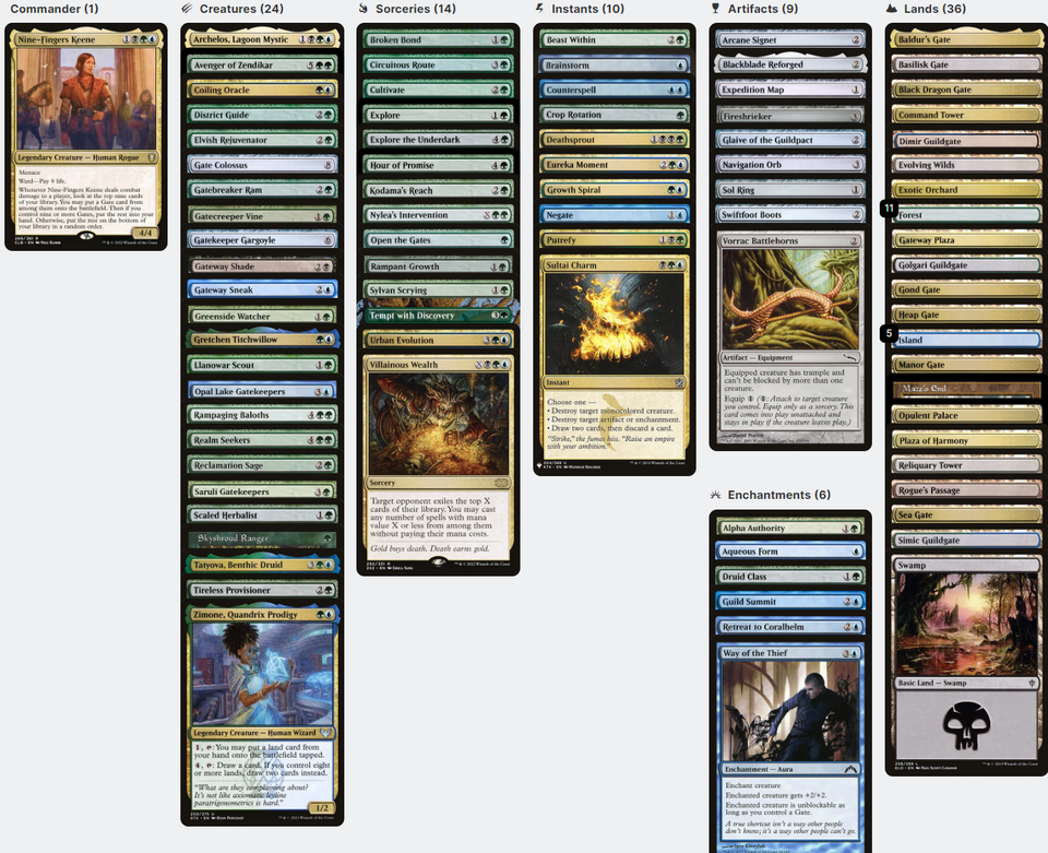 Nine-Fingers Keene GATES LANDFALL RAMP Magic MTG Custom Commander Deck ...