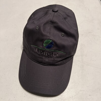 #ad Fishers Public Works Hat Strap Back Gray Logo Canvas Adult Embroidered Ball Cap $9.98