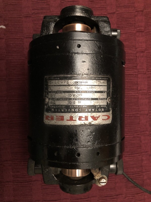 Carter Rotary  DC-AC Converter 100 Watts 36 Vdc Input 115 Vac Output PCC Trolley