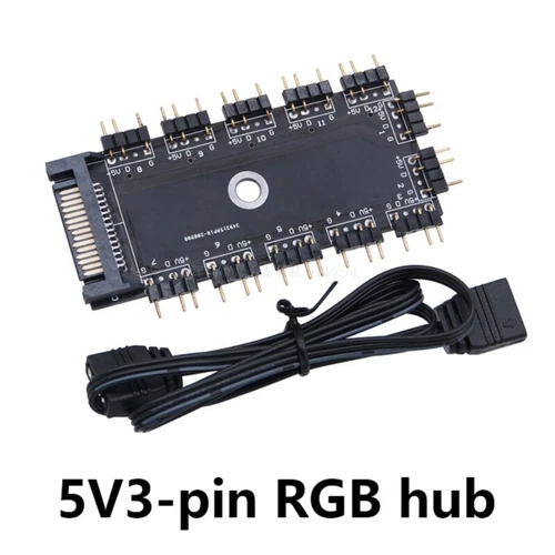 11 in 1 ARGB LED Hub For 5V 3pin Devices Cooling Fan Power Supply Splitter