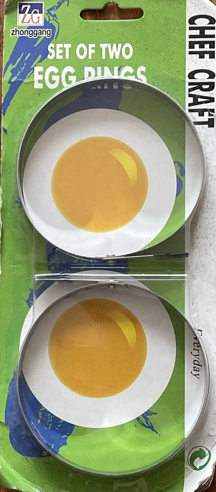 2 x Metal Pancake Circle Round Fried Poach Kitchen Mould Egg Frying Ring Perfect - Image 2 of 3