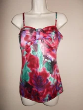 Loft Womens Size 2 Lined Cami Adjustable Removable Straps Multi-Color Floral