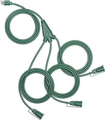 Dewenwils 25ft Outdoor Extension Cord 1 to 3 Splitter 3 Outlets Weatherproof