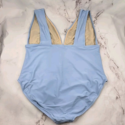 Bikini J Crew Swim 24 3X azul de una pieza cuello en V cobertura completa inmersión BF163 - Imagen 4 de 11