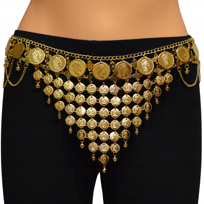 Münzgürtel Bauchtanz Belly Dance Hüfttuch Goldenen Münzen Karneval Münztuch