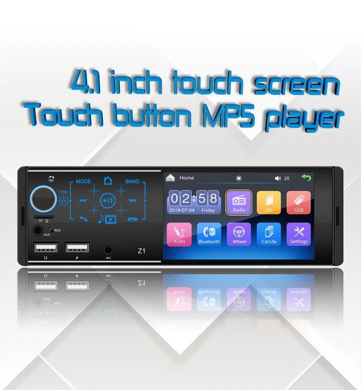 Reproductor de radio MP5 USB auxiliar FM audio estéreo en el tablero de 4,1"" Bluetooth para automóvil enlace espejo Foto 4 de 4