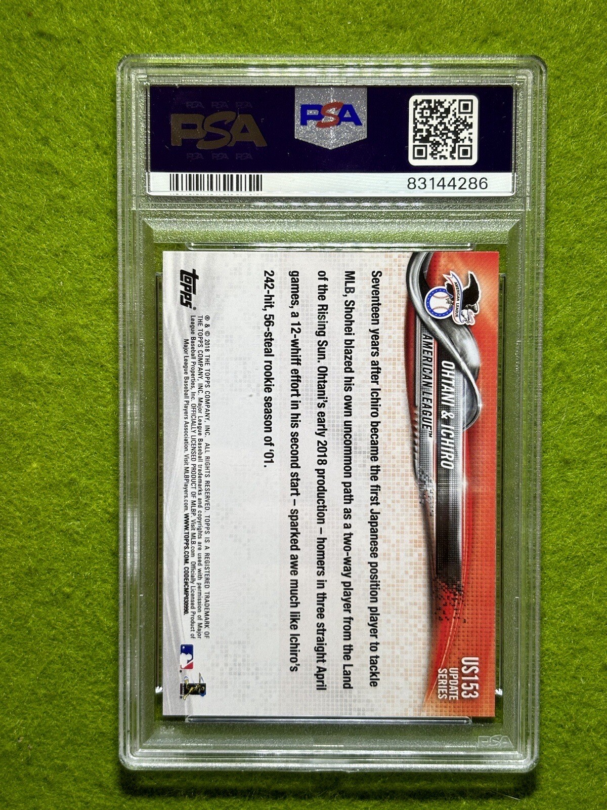 Shohei Ohtani ROOKIE CARD Ichiro Suzuki PSA 9 MINT RC 2018 Topps Update  DODGERS view 6
